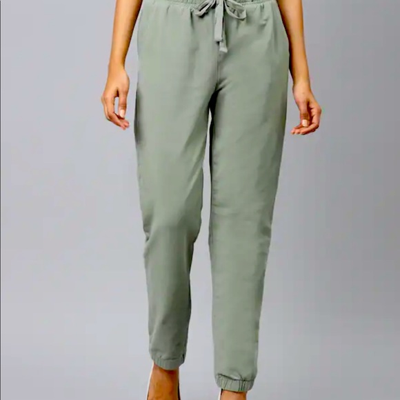 Marks and Spencer Linen Rich Khaki Jogger Trousers